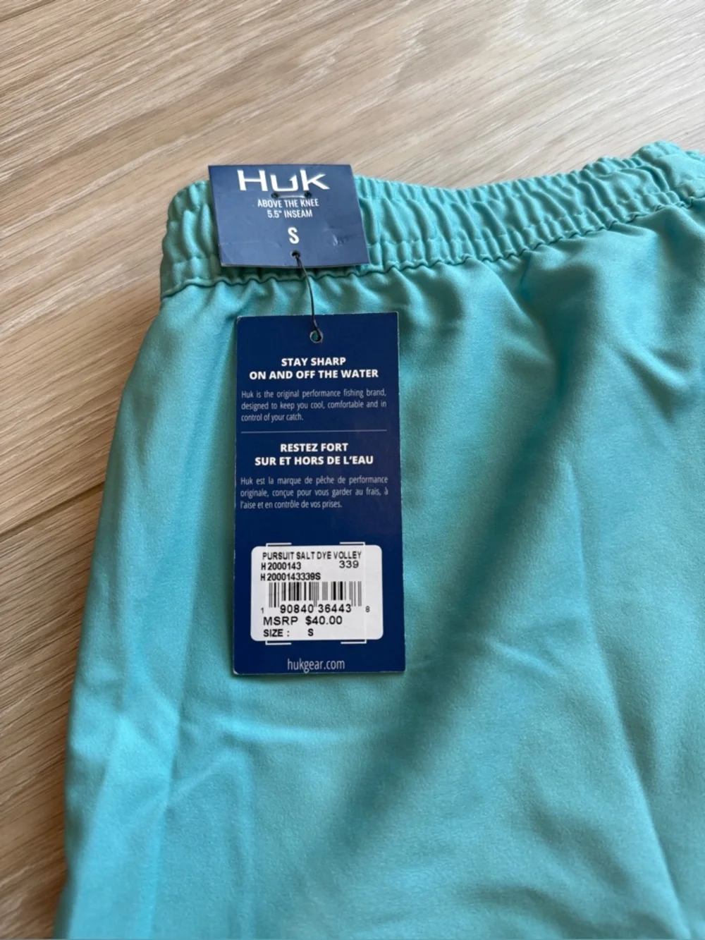 Huk Men’s Size S Pursuit Salt Dye Volley Swim Trunks Fishing Shorts Blue Aqua
